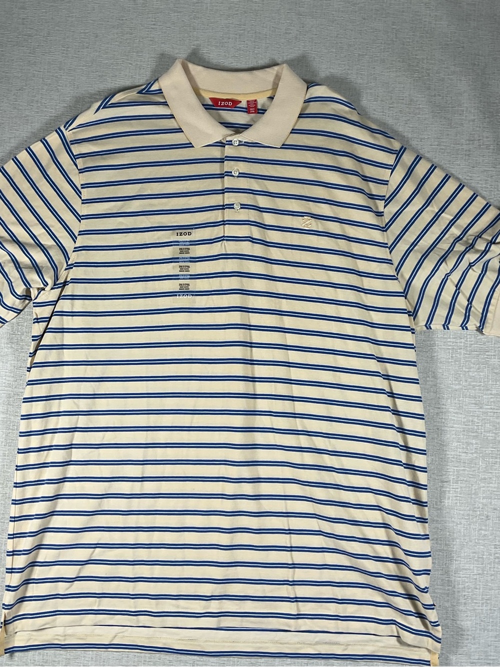 NWT IZOD Cream Polo with Blue Stripes XXL